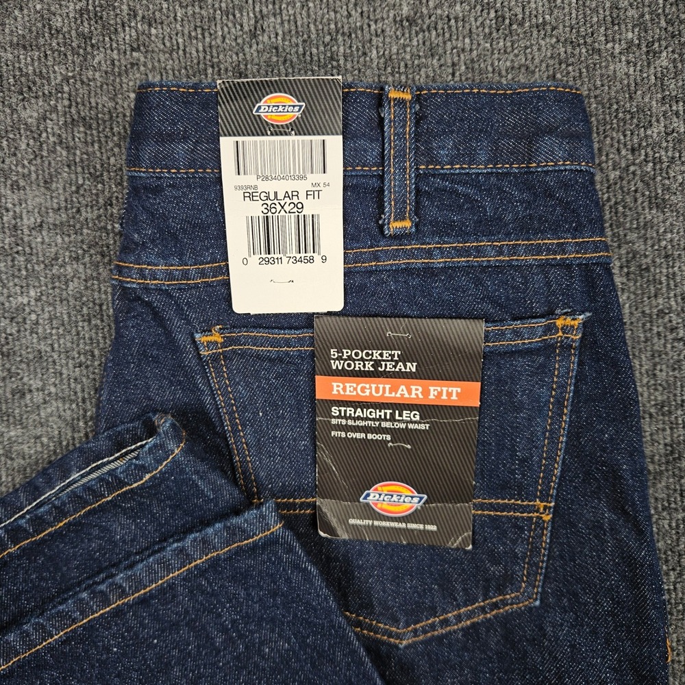 Dickies‎ Straight Leg 5-Pocket Work Jean Men's 36x29 Regular Fit Dark Indigo NEW